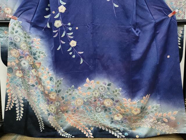 平和屋着物●豪華振袖　作家物　辻が花　絞り　暈し染め　銀通し地　正絹　逸品　CABD0310ut