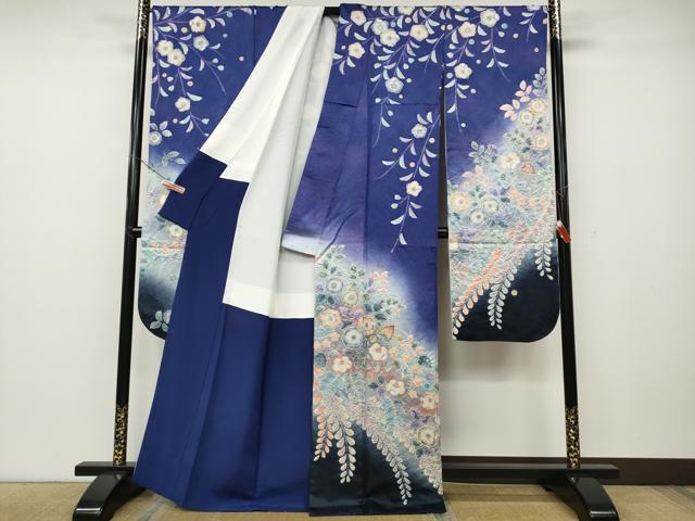 平和屋着物●豪華振袖　作家物　辻が花　絞り　暈し染め　銀通し地　正絹　逸品　CABD0310ut