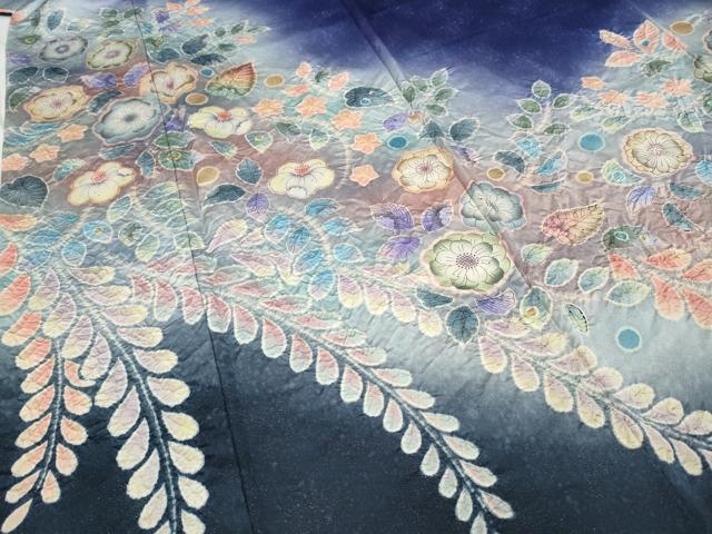 平和屋着物●豪華振袖　作家物　辻が花　絞り　暈し染め　銀通し地　正絹　逸品　CABD0310ut