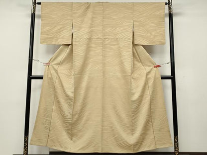 平和屋着物●上質な色無地　吉祥地紋　雄黄色　正絹　逸品　CABD0314ut