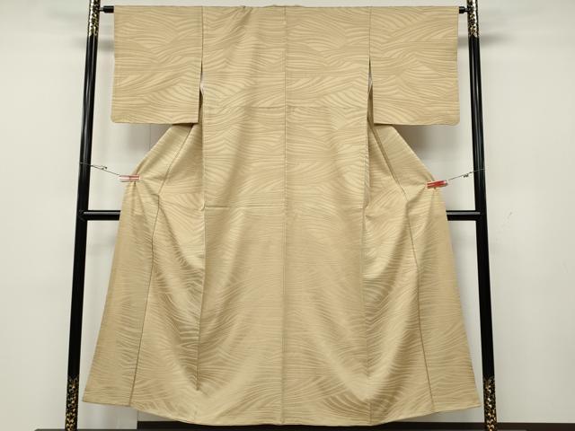 平和屋着物●上質な色無地　吉祥地紋　雄黄色　正絹　逸品　CABD0314ut