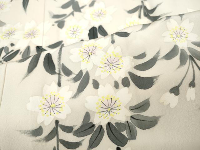 平和屋着物●長襦袢　袷　作家物　手描き　枝垂れ桜文　半衿刺繍　正絹　逸品　未使用　CABD0317ut