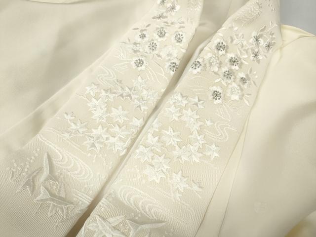 平和屋着物●長襦袢　袷　作家物　手描き　枝垂れ桜文　半衿刺繍　正絹　逸品　未使用　CABD0317ut