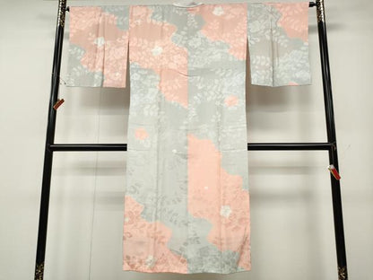 平和屋着物●長襦袢　袷　絞り　道長舞花文　金彩　半衿刺繍　正絹　逸品　CABD0320ut