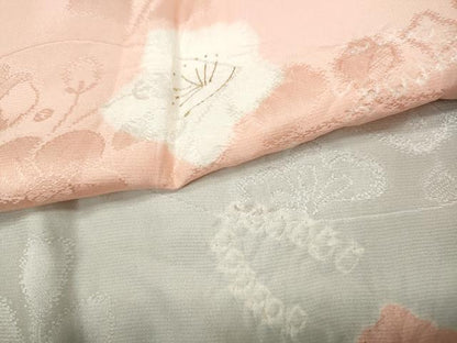 平和屋着物●長襦袢　袷　絞り　道長舞花文　金彩　半衿刺繍　正絹　逸品　CABD0320ut
