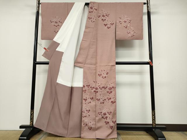 平和屋着物●訪問着　紬地　ろうけつ染め　吉祥花丸文　正絹　逸品　CABD0321ut