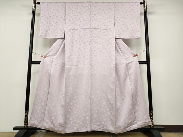 平和屋着物●上質な色無地　楓梅唐草地紋　淡紅藤色　正絹　逸品　CABD0322ut