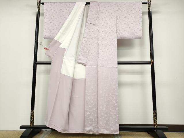 平和屋着物●上質な色無地　楓梅唐草地紋　淡紅藤色　正絹　逸品　CABD0322ut