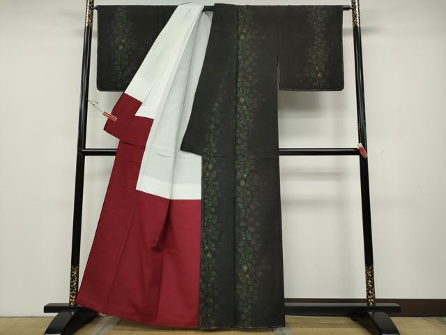 平和屋着物●本場大島紬　9マルキ　草葉間道　正絹　逸品　未使用　CABD0323ut