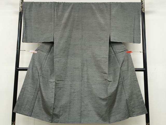 平和屋着物●男性　紬　色無地　素鼠色　正絹　逸品　CABD0325ut