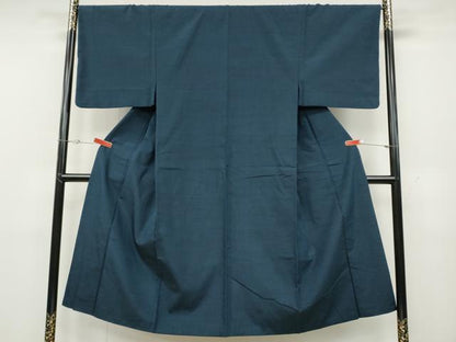 平和屋着物●男性　紬　青藍色　正絹　逸品　CABD0326ut