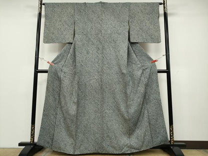 平和屋着物●大変加工の良い総絞り小紋　黒地　正絹　逸品　CABD0329ut