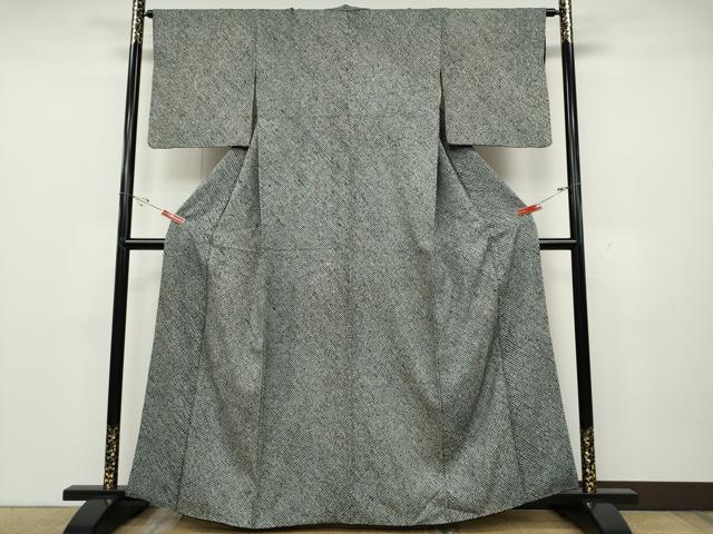 平和屋着物●大変加工の良い総絞り小紋　黒地　正絹　逸品　CABD0329ut