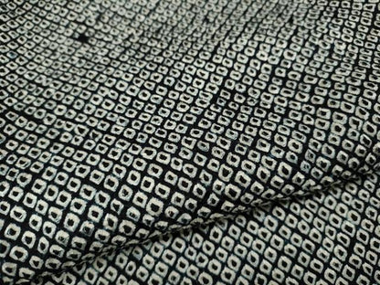平和屋着物●大変加工の良い総絞り小紋　黒地　正絹　逸品　CABD0329ut