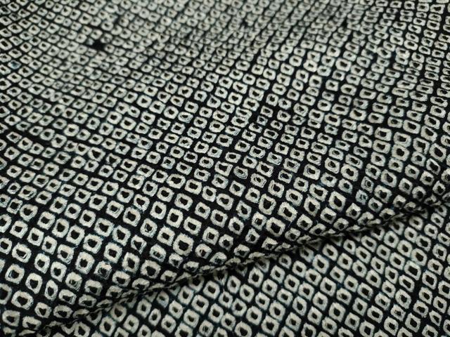 平和屋着物●大変加工の良い総絞り小紋　黒地　正絹　逸品　CABD0329ut
