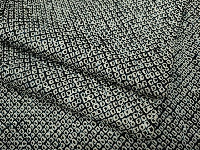 平和屋着物●大変加工の良い総絞り小紋　黒地　正絹　逸品　CABD0329ut
