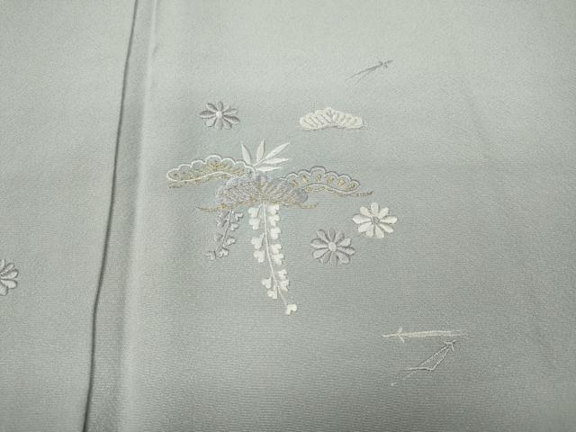 平和屋着物●豪華色留袖　総刺繍　松花文　金糸　正絹　逸品　CABD0331ut