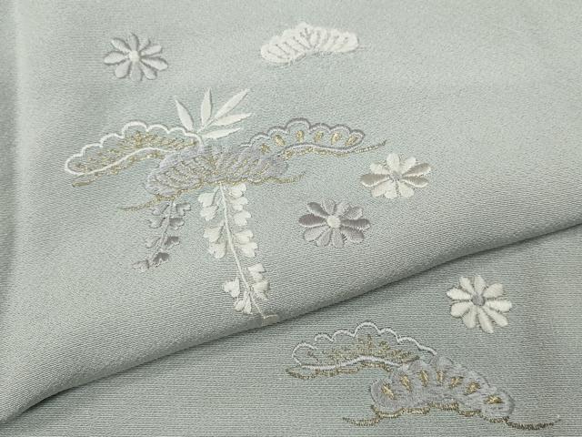 平和屋着物●豪華色留袖　総刺繍　松花文　金糸　正絹　逸品　CABD0331ut
