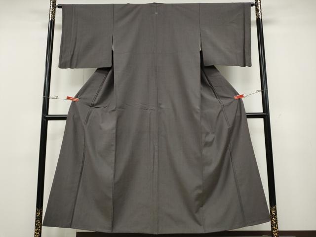 平和屋着物●結城紬　葡萄鼠色　正絹　逸品　CABD0334ut