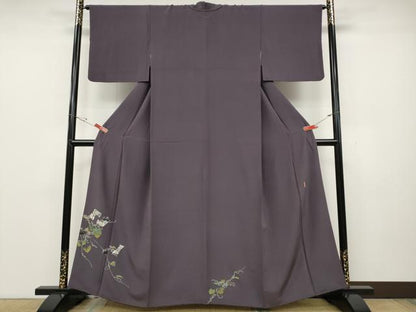 平和屋着物●本加賀友禅作家　柿本市郎　色留訪問着　蔦の葉文　正絹　逸品　CABD0336ut
