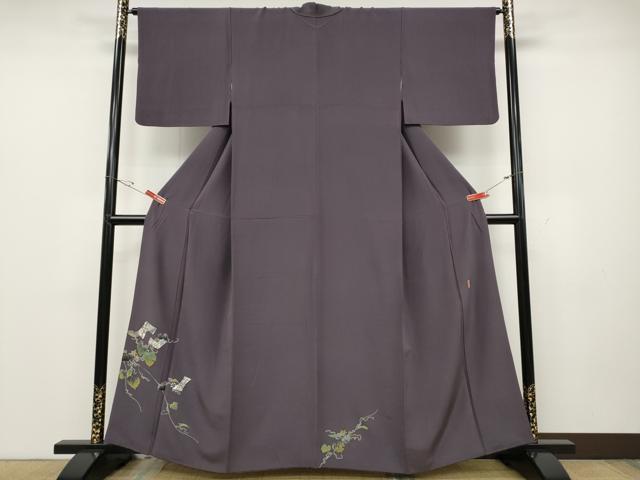 平和屋着物●本加賀友禅作家　柿本市郎　色留訪問着　蔦の葉文　正絹　逸品　CABD0336ut