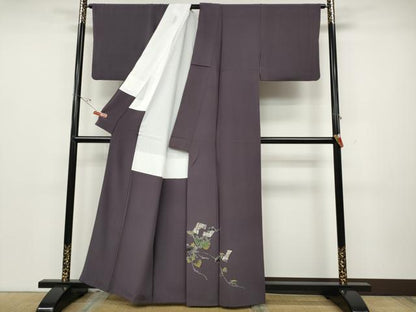 平和屋着物●本加賀友禅作家　柿本市郎　色留訪問着　蔦の葉文　正絹　逸品　CABD0336ut