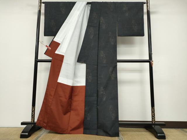 平和屋着物●本場大島紬　陶器花文　正絹　逸品　CABD0340ut