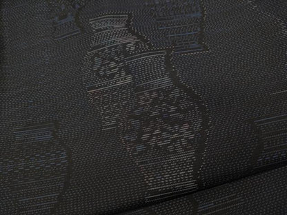 平和屋着物●本場大島紬　陶器花文　正絹　逸品　CABD0340ut