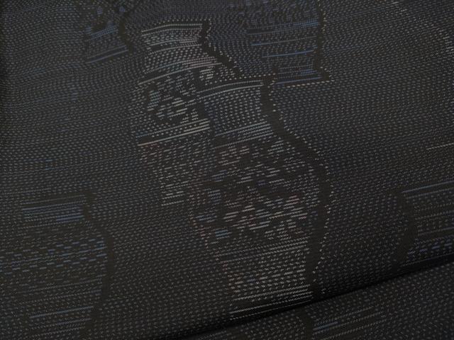 平和屋着物●本場大島紬　陶器花文　正絹　逸品　CABD0340ut