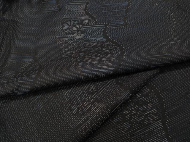 平和屋着物●本場大島紬　陶器花文　正絹　逸品　CABD0340ut