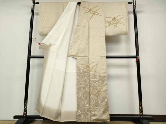 平和屋着物●訪問着　流水草花文　金銀彩　正絹　逸品　CABD0342ut