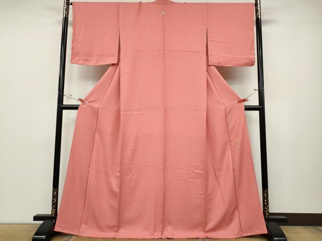 平和屋着物●本草木染作家　瑞寶　色無地　霞地紋　薄紅色　正絹　逸品　未使用　CABD0343ut