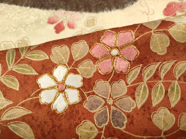 平和屋着物●豪華振袖　駒刺繍　絞り　エ霞草花文　金彩　正絹　逸品　CABD0345ut