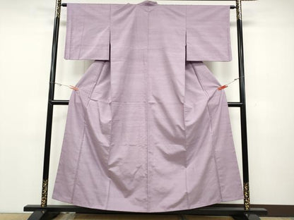 平和屋着物●結城紬　色無地　浅紫色　正絹　逸品　CABD0346ut