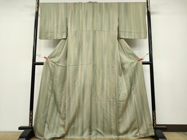 平和屋着物●上質な小紋　縞　暈し染め　正絹　逸品　CABD0351ut