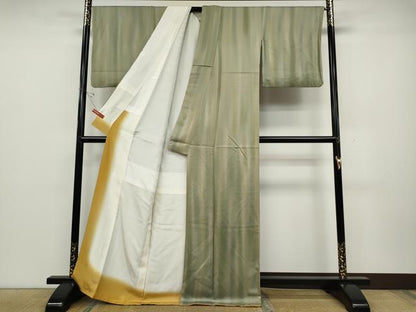 平和屋着物●上質な小紋　縞　暈し染め　正絹　逸品　CABD0351ut