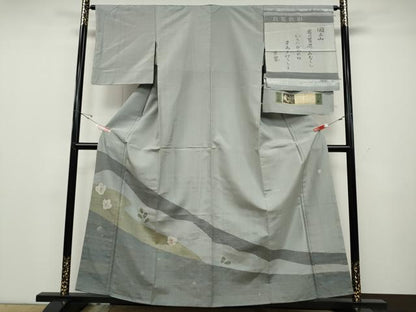 平和屋着物●訪問着　紬地　すくい織　良寛歌影　証紙付き　正絹　逸品　CABD0352ut