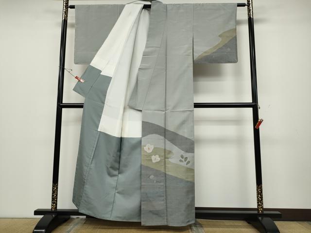 平和屋着物●訪問着　紬地　すくい織　良寛歌影　証紙付き　正絹　逸品　CABD0352ut