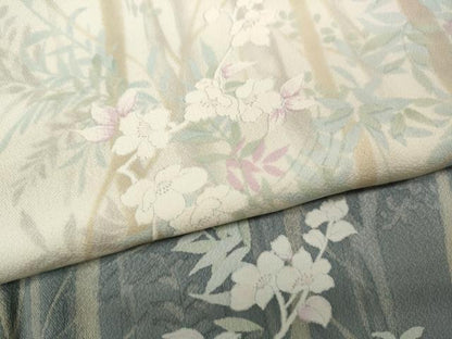 平和屋着物●訪問着　草花文　暈し染め　正絹　逸品　CABD0354ut