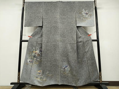 平和屋着物●訪問着　地紙草花文　金銀彩　正絹　逸品　CABD0355ut