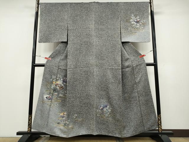 平和屋着物●訪問着　地紙草花文　金銀彩　正絹　逸品　CABD0355ut