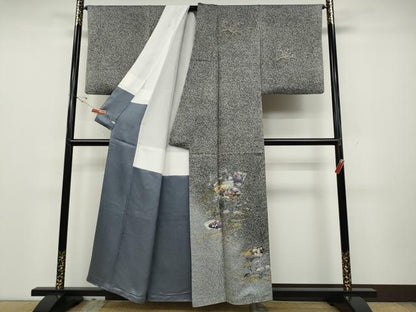 平和屋着物●訪問着　地紙草花文　金銀彩　正絹　逸品　CABD0355ut