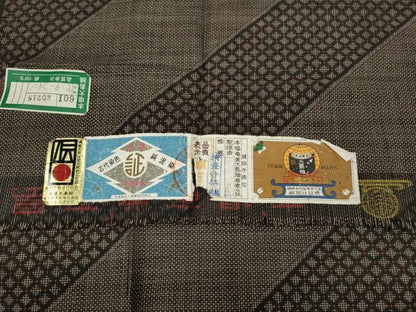 平和屋着物●本場大島紬　7マルキ　斜線吉祥文　証紙付き　正絹　逸品　未使用　CABD0356ut