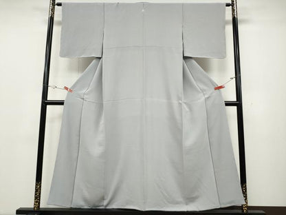 平和屋着物●上質な色無地　白梅鼠色　正絹　逸品　CABD0357ut