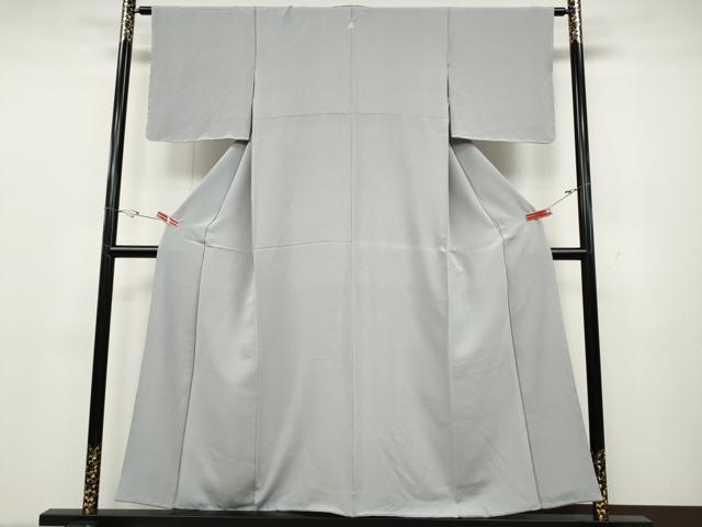平和屋着物●上質な色無地　白梅鼠色　正絹　逸品　CABD0357ut