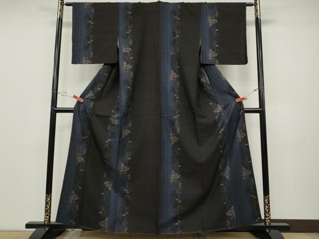 平和屋着物●本場大島紬　9マルキ　南天蔦の葉間道　正絹　逸品　CABD0358ut