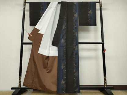 平和屋着物●本場大島紬　9マルキ　南天蔦の葉間道　正絹　逸品　CABD0358ut