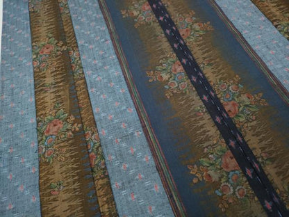 平和屋着物●上質な小紋　紬地　草花間道　正絹　逸品　CABD0360ut