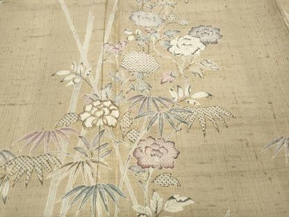 平和屋着物●染織の名門　しょうざん  生紬　訪問着　草花文　正絹　逸品　CABD0361ut