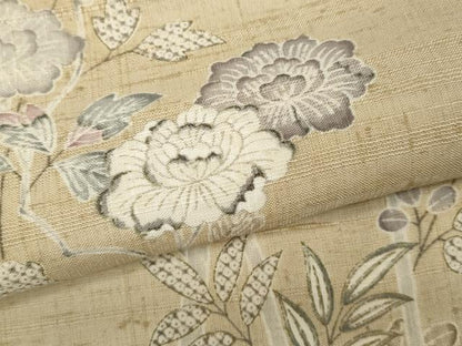平和屋着物●染織の名門　しょうざん  生紬　訪問着　草花文　正絹　逸品　CABD0361ut